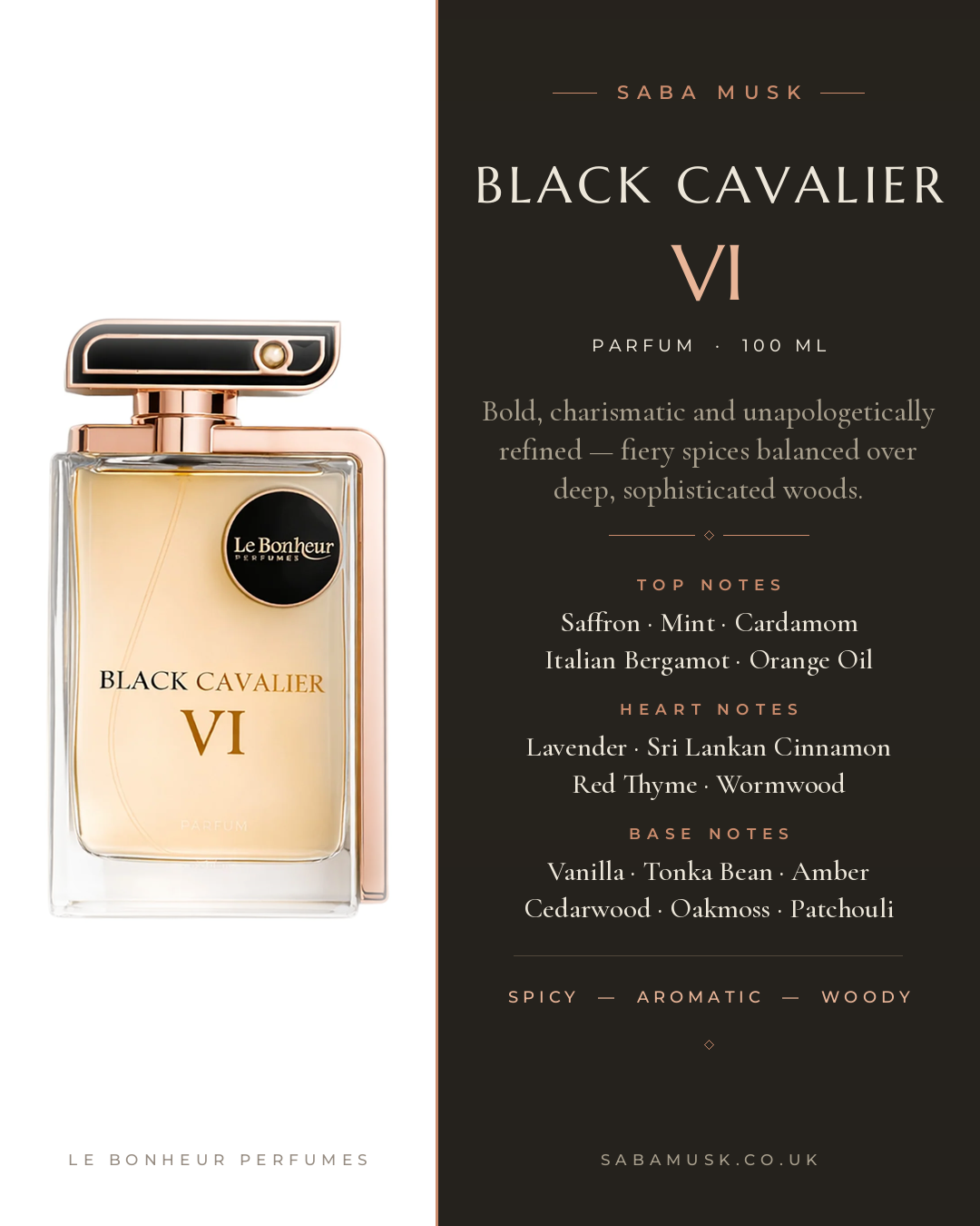 Black Cavalier VI 100ml Eau De Parfum By Le Bonheur